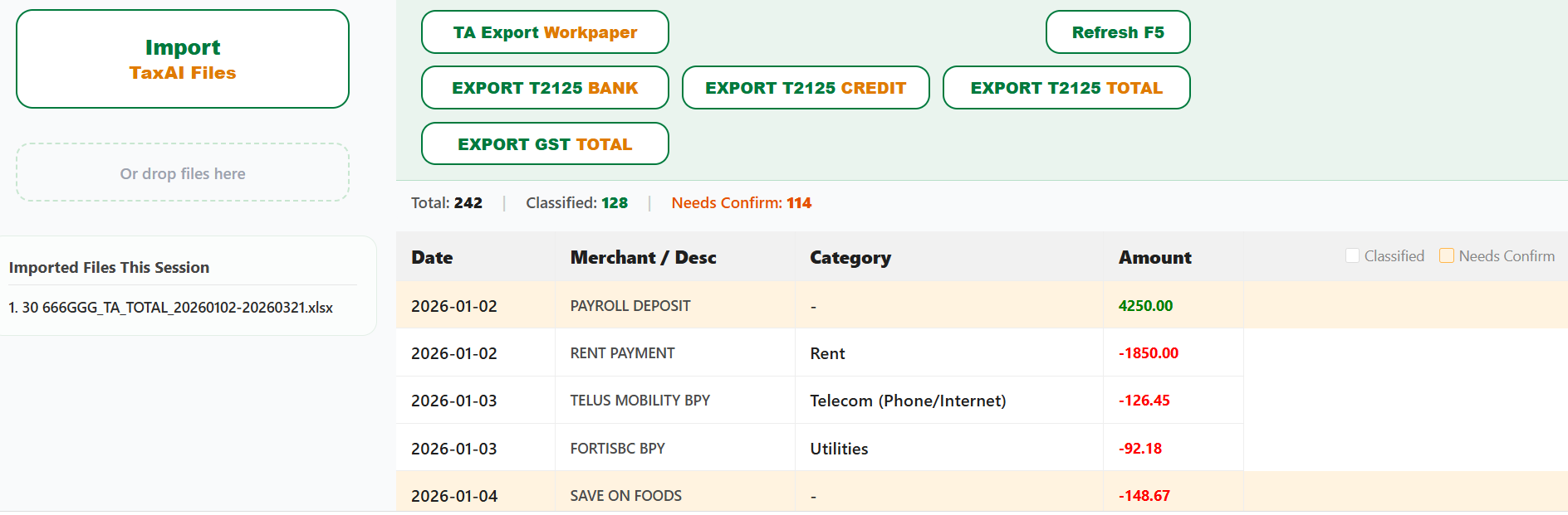 TaxAI data workspace